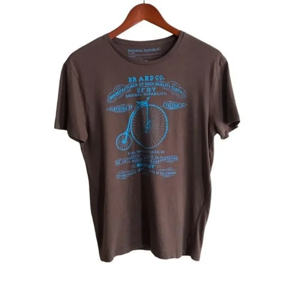 Banana Republic 100% Cotton Vintage Bicycle Machinery Tee Size Small